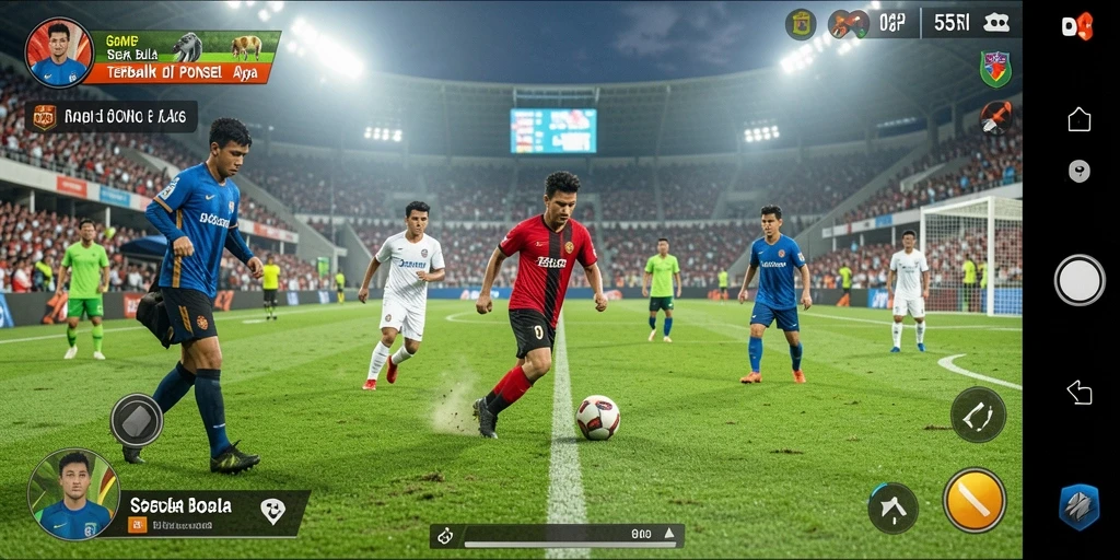 Tampilan gameplay menarik dari 55RP dengan aksi sepak bola yang seru.