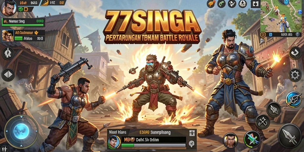 Screenshot gameplay Battle Royale yang penuh aksi dan strategi.