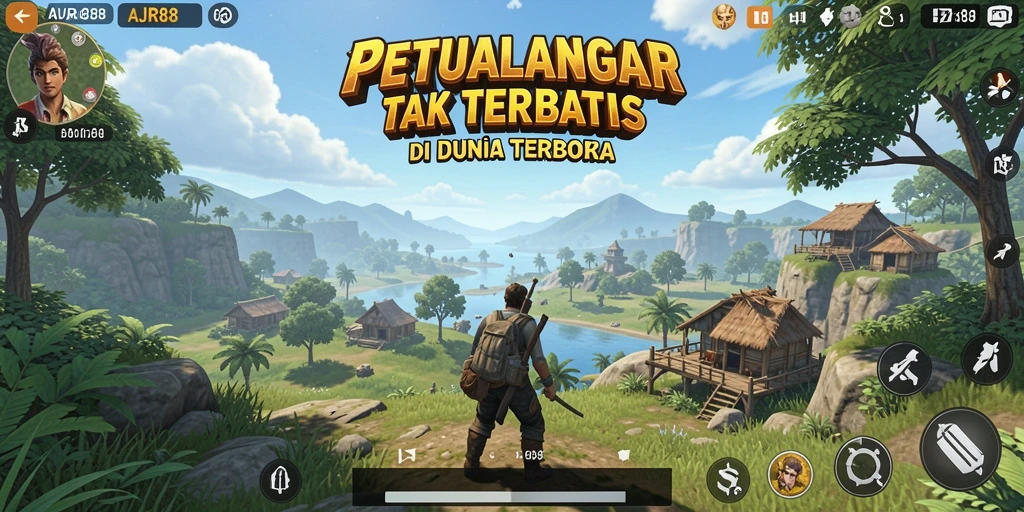 Screenshot gameplay AJR88 menampilkan petualangan seru di dunia terbuka.