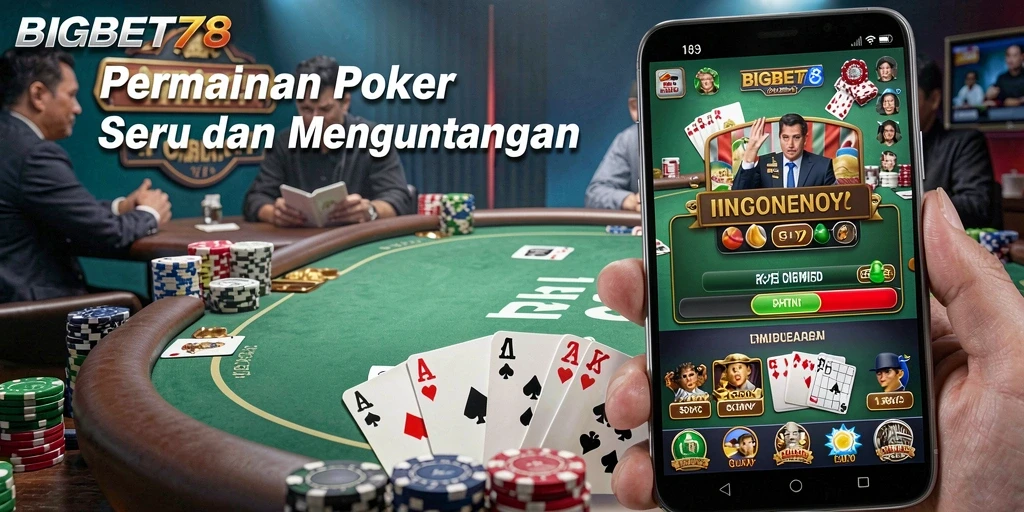 Tampilan gameplay poker yang menarik dan mendebarkan.