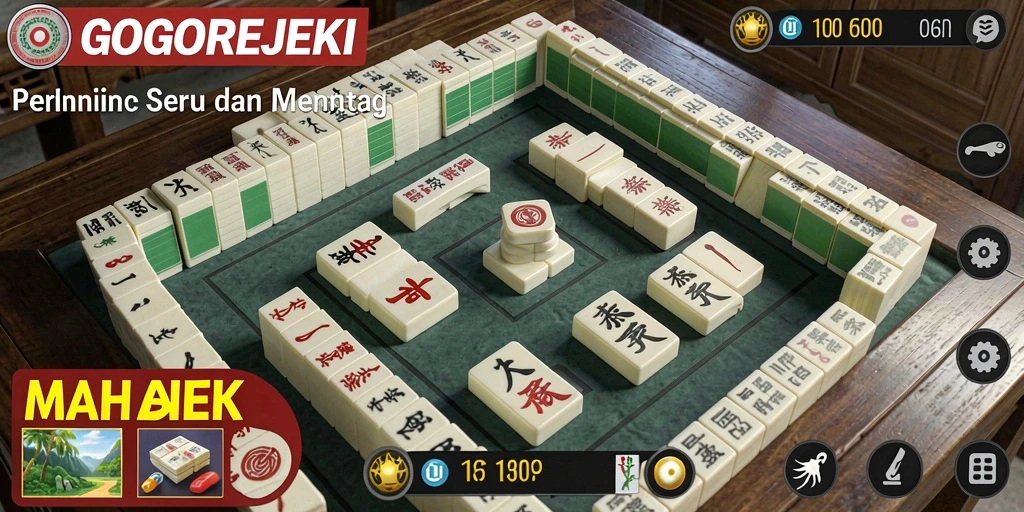 Tampilan menarik dari gameplay seru GOGOREJEKI Mahjong.