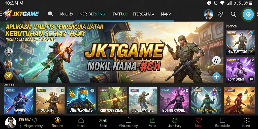 Tampilan utama JKTGAME dengan fitur utilitas yang bermanfaat.