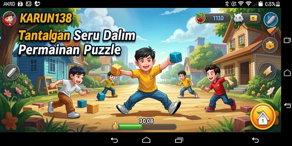 Screenshot utama menunjukkan gameplay seru dari KARUN138 dengan berbagai tantangan puzzle.