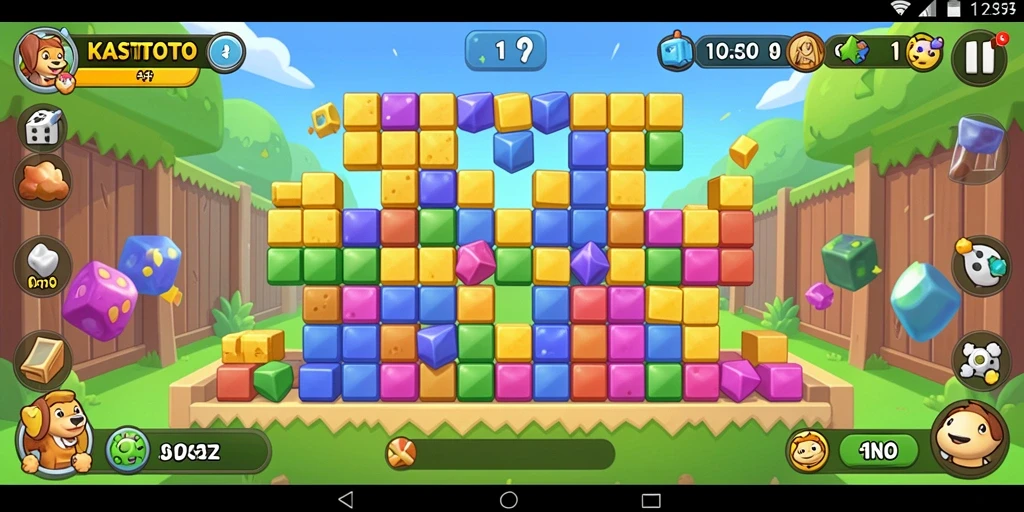 Tangkapan layar KASTOTO menampilkan gameplay puzzle yang menarik.