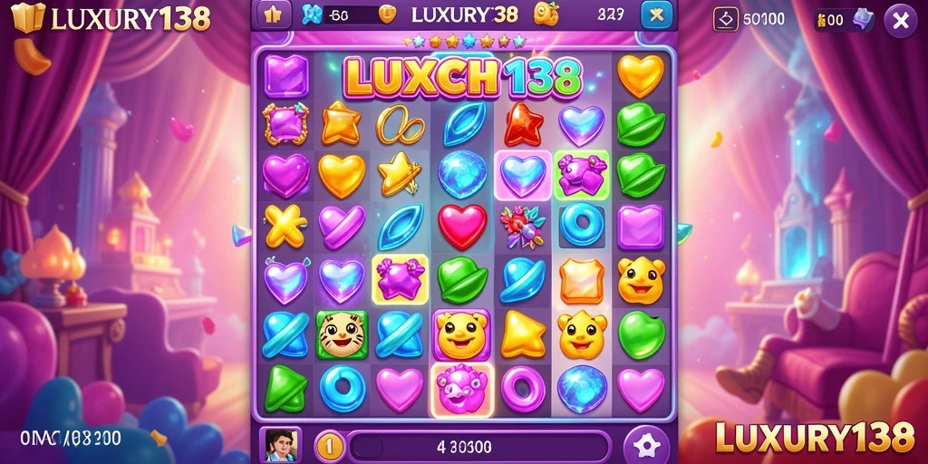 Screenshot menampilkan gameplay seru LUXURY138 dalam aksi Match-3.