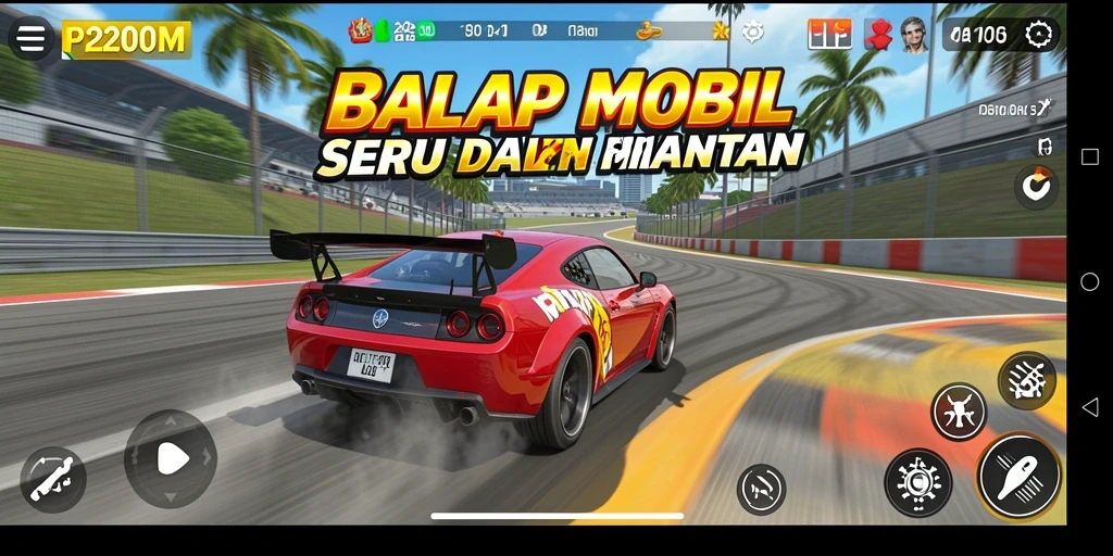 Tampilan spektakuler dari gameplay balap P200M yang mendebarkan.
