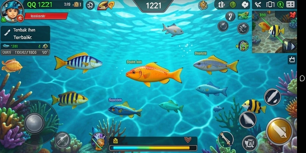 Screenshot gameplay menunjukkan aksi menembak ikan yang seru.