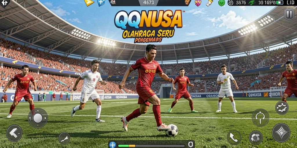 Screenshot permainan QQNUSA menunjukkan aksi seru dalam pertandingan olahraga.