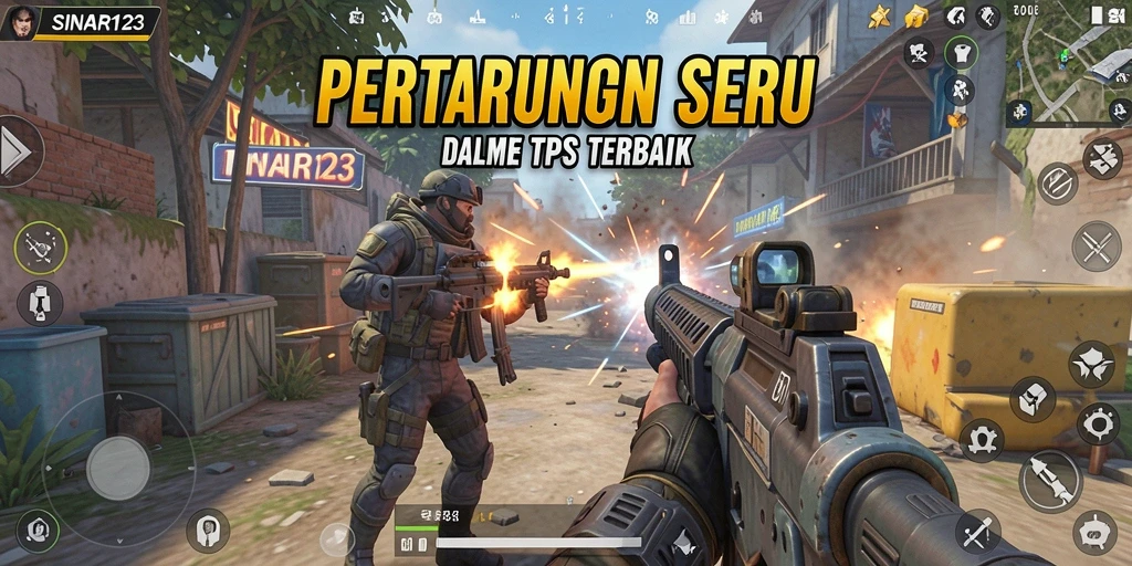Screenshot gameplay SINAR123 menampilkan aksi seru dalam pertarungan TPS.