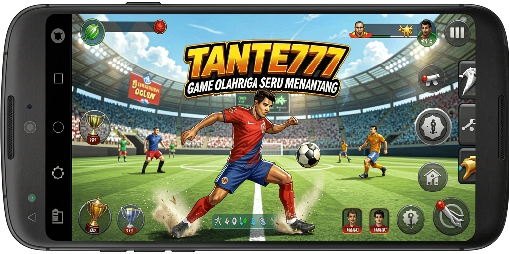 Tampilan gameplay TANTE777 yang seru dan dinamis di arena olahraga.