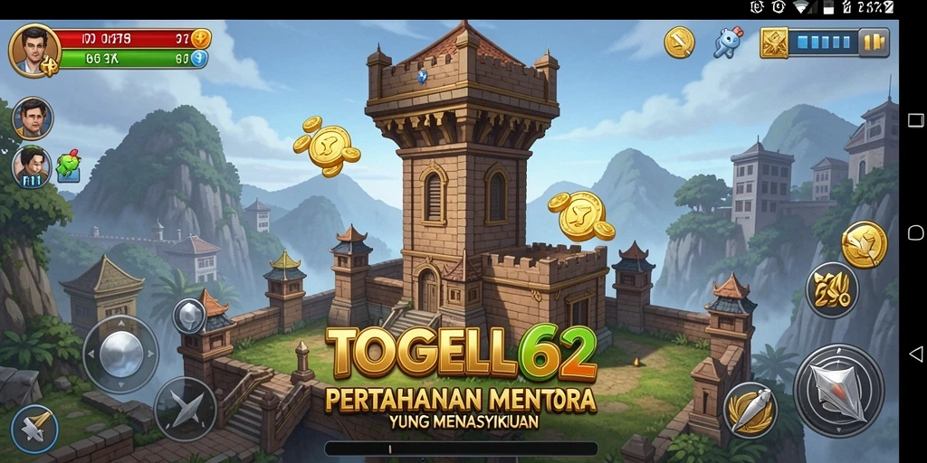 Tampilan gameplay TOGEL62 menampilkan aksi menara pertahanan yang mendebarkan.