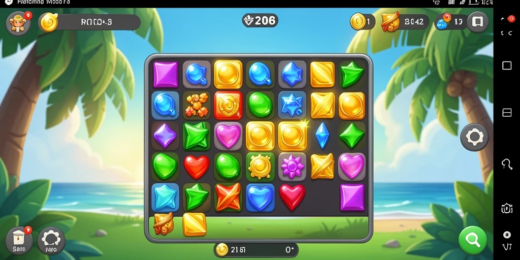 Tampilan gameplay V21 dengan objek berwarna-warni yang mencolok.