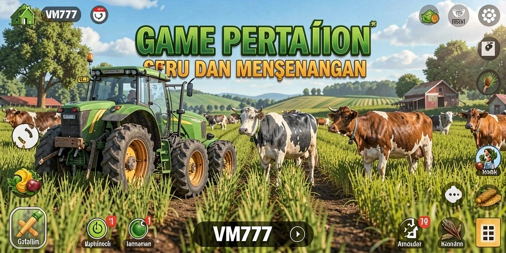 Screenshot gameplay VM777 menunjukkan aktivitas pertanian yang seru dan interaksi yang menarik.